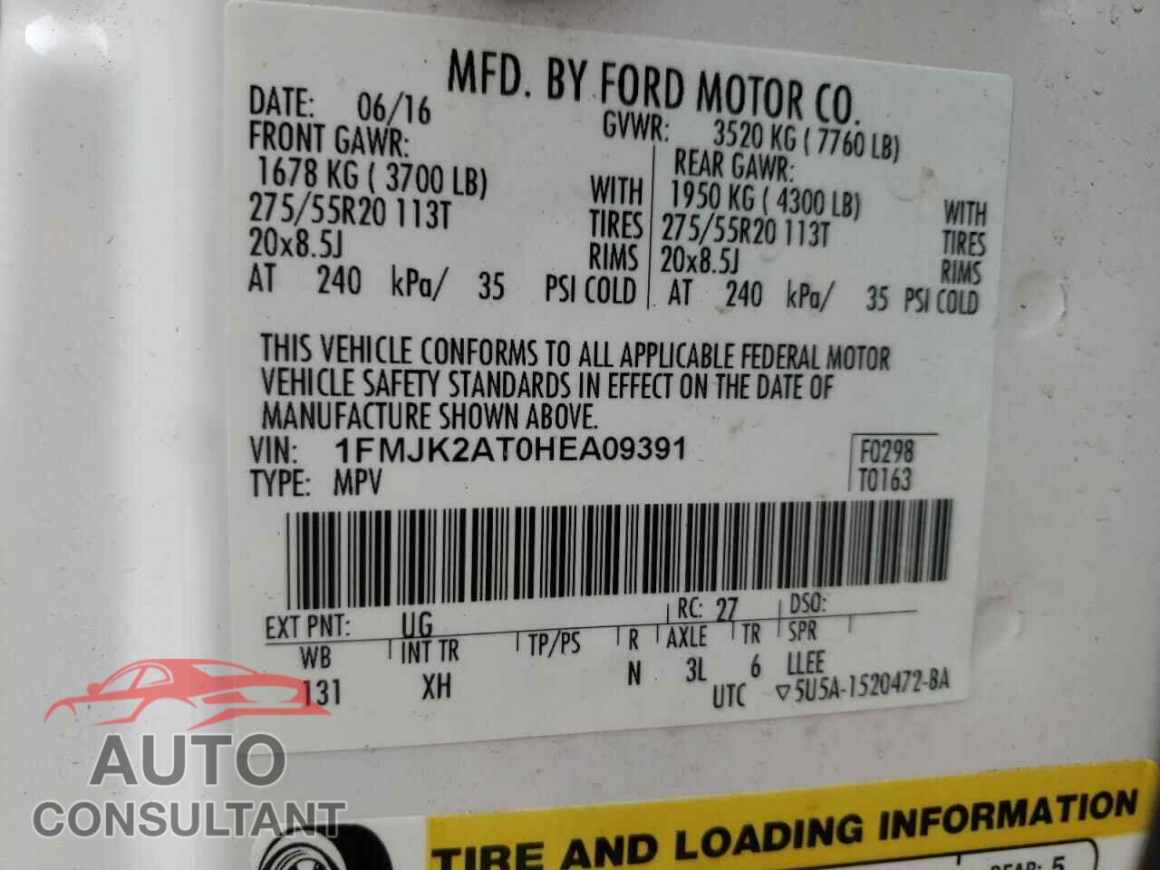 FORD EXPEDITION 2017 - 1FMJK2AT0HEA09391