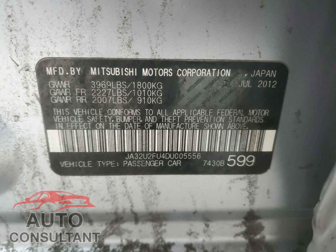 MITSUBISHI LANCER 2013 - JA32U2FU4DU005556