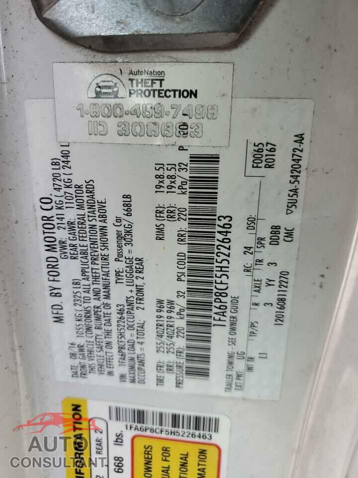 FORD MUSTANG 2017 - 1FA6P8CF5H5226463