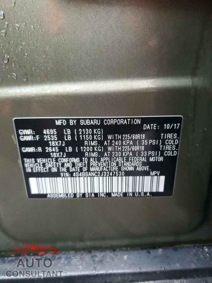 SUBARU OUTBACK 2018 - 4S4BSANC2J3247530