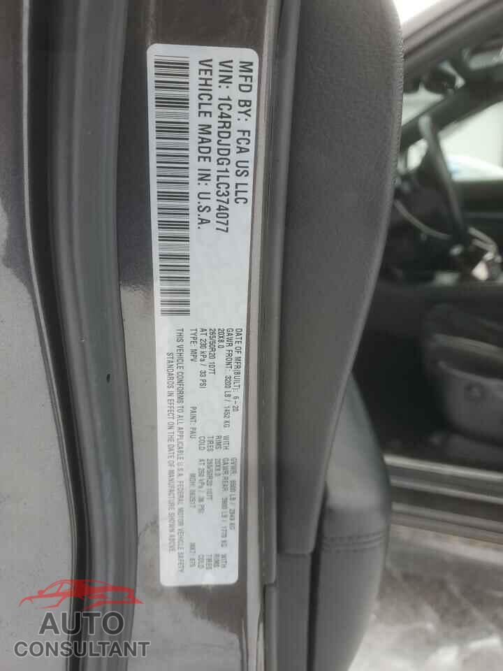 DODGE DURANGO 2020 - 1C4RDJDG1LC374077