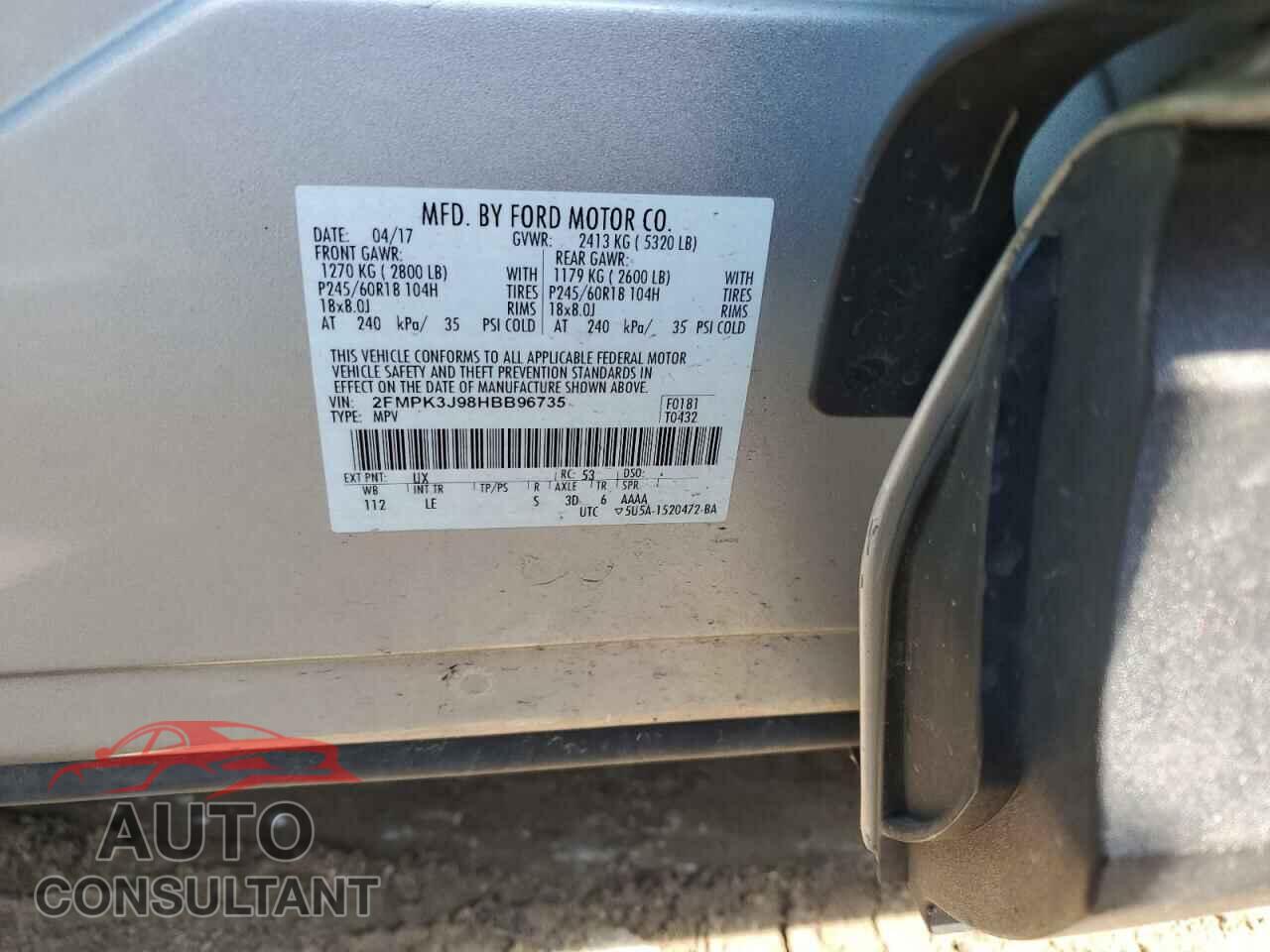 FORD EDGE 2017 - 2FMPK3J98HBB96735