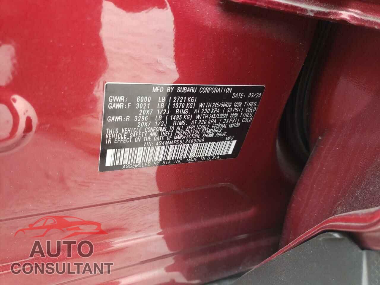 SUBARU ASCENT 2020 - 4S4WMAPD6L3469069