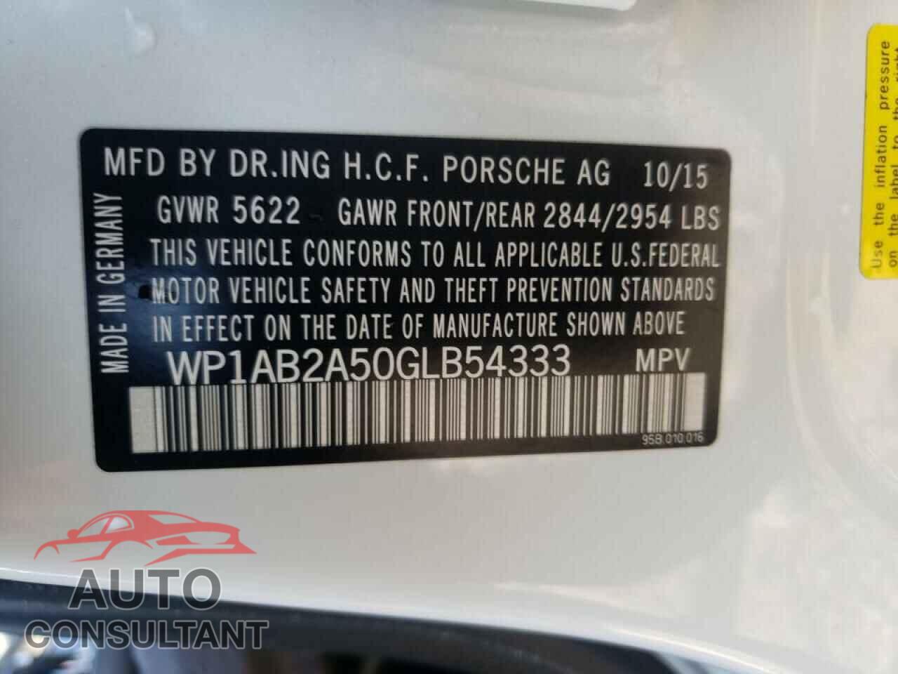 PORSCHE MACAN 2016 - WP1AB2A50GLB54333