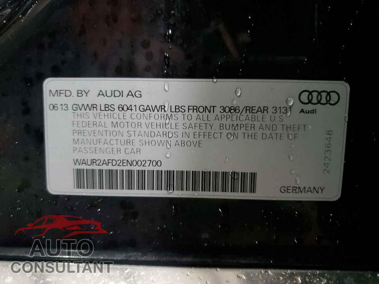 AUDI A8 2014 - WAUR2AFD2EN002700
