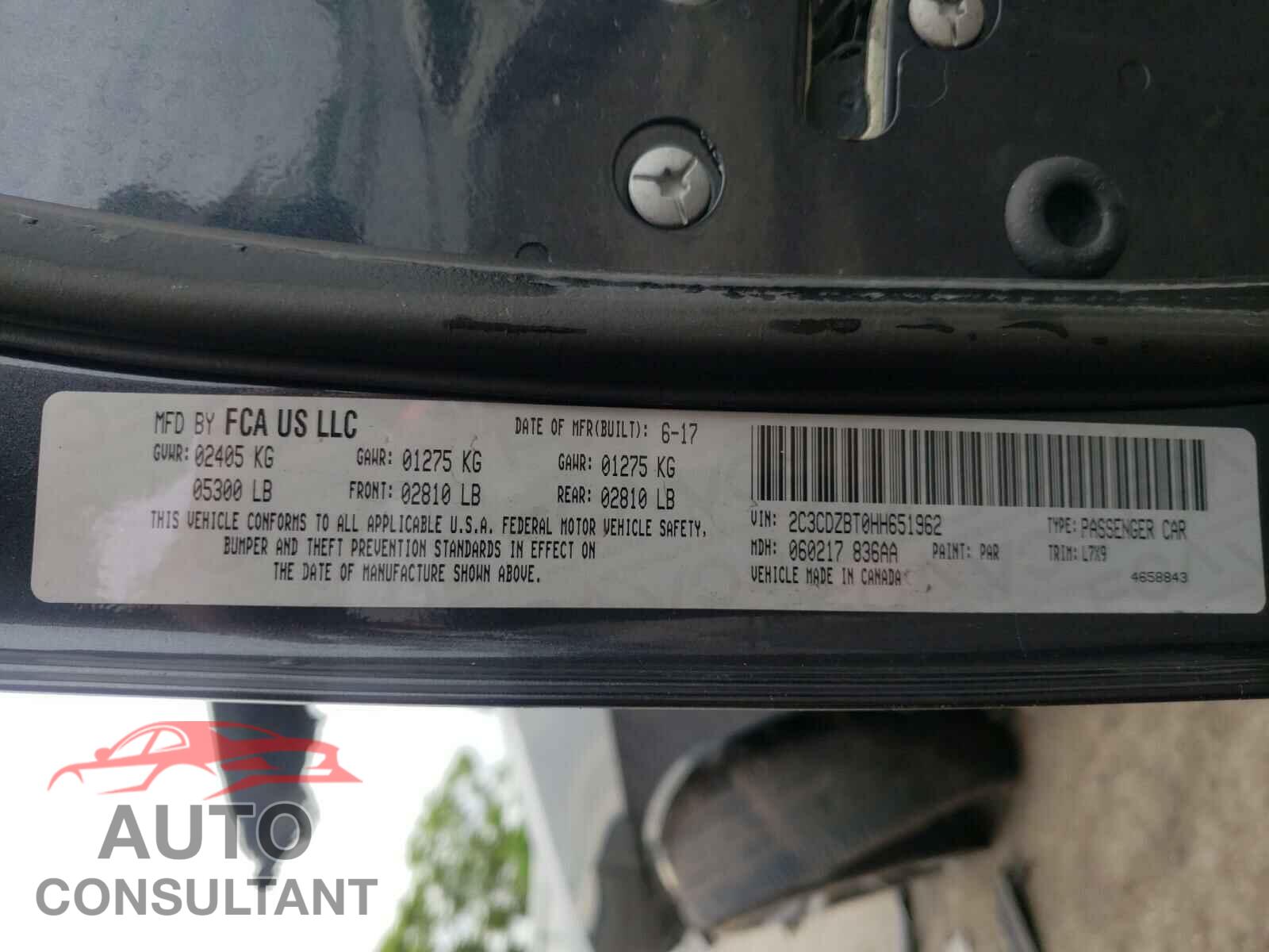 DODGE CHALLENGER 2017 - 2C3CDZBT0HH651962