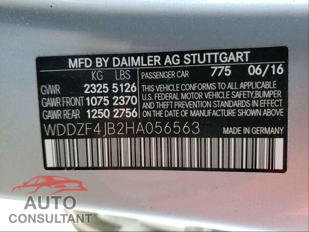 MERCEDES-BENZ E CLASS 2017 - WDDZF4JB2HA056563