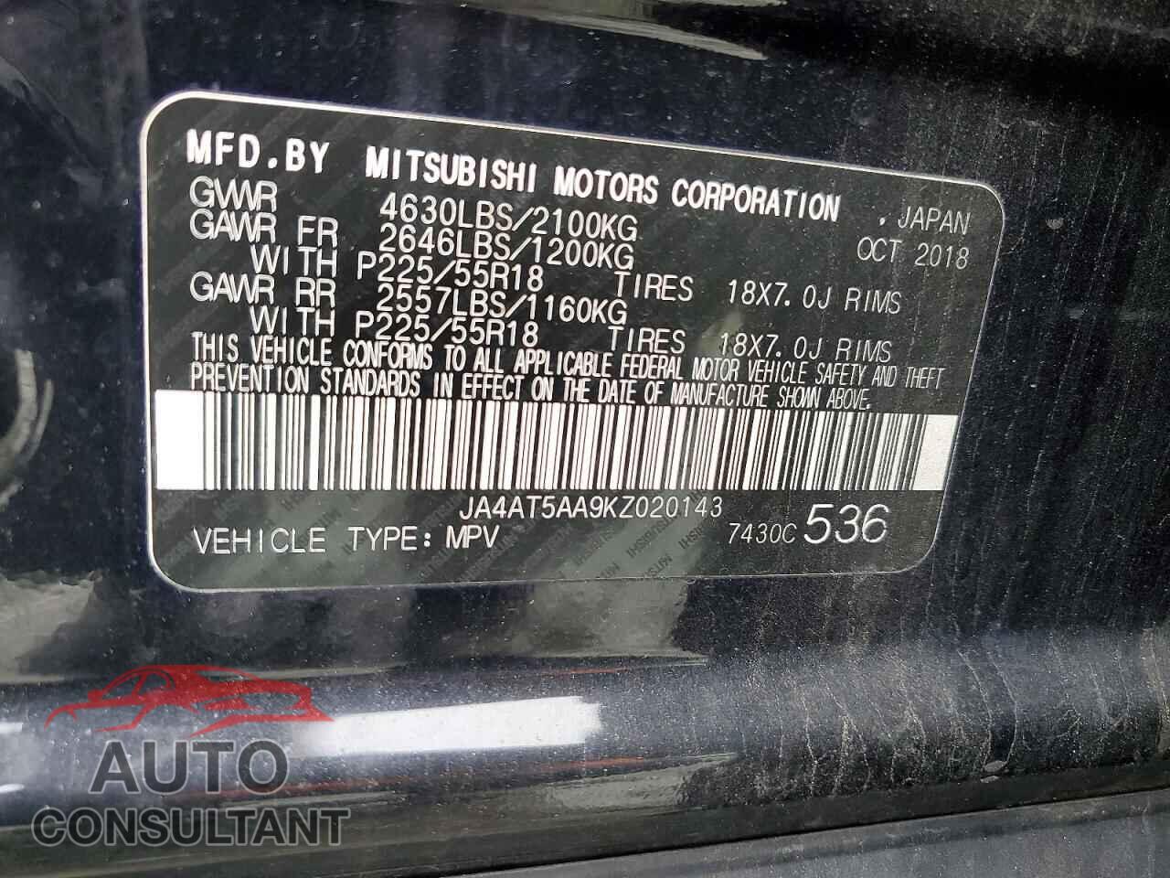 MITSUBISHI ECLIPSE 2019 - JA4AT5AA9KZ020143