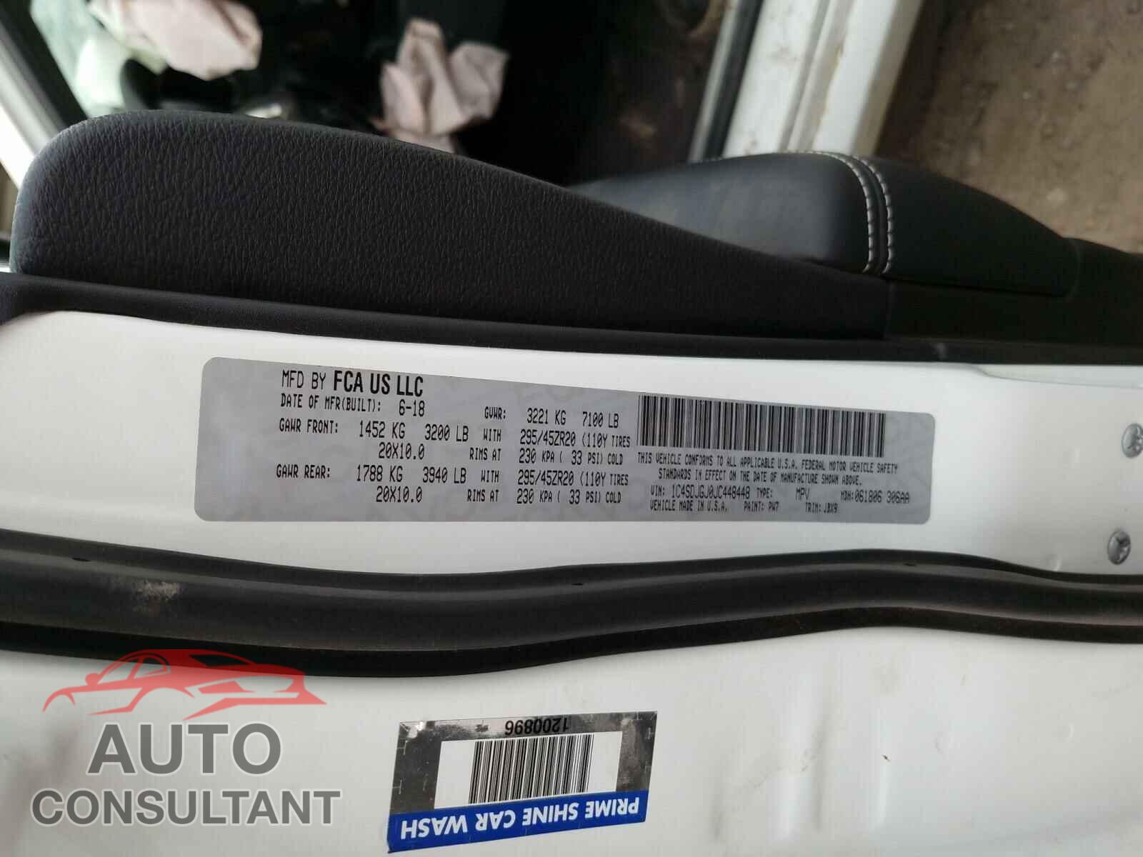 DODGE DURANGO 2018 - 1C4SDJGJ0JC448448