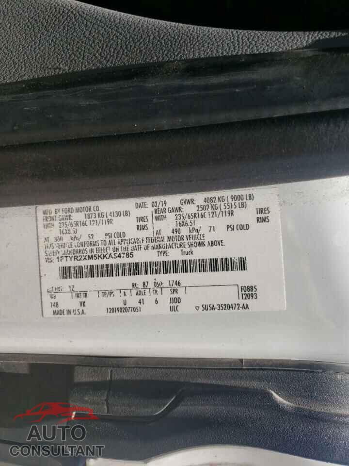 FORD TRANSIT 2019 - 1FTYR2XM5KKA54785