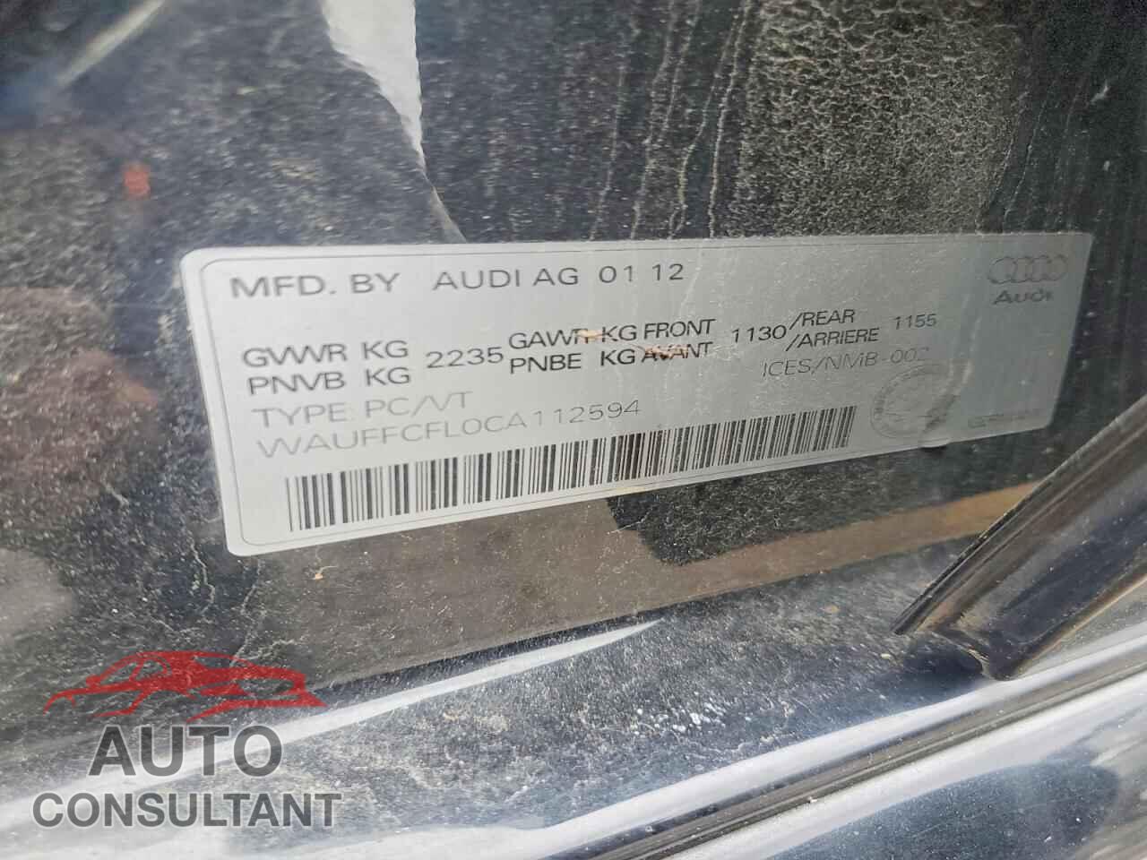 AUDI A4 2012 - WAUFFCFL0CA112594