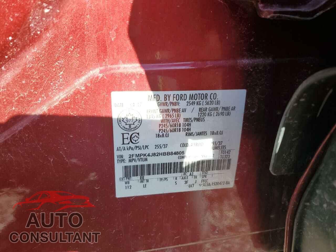 FORD EDGE 2017 - 2FMPK4J82HBB84805