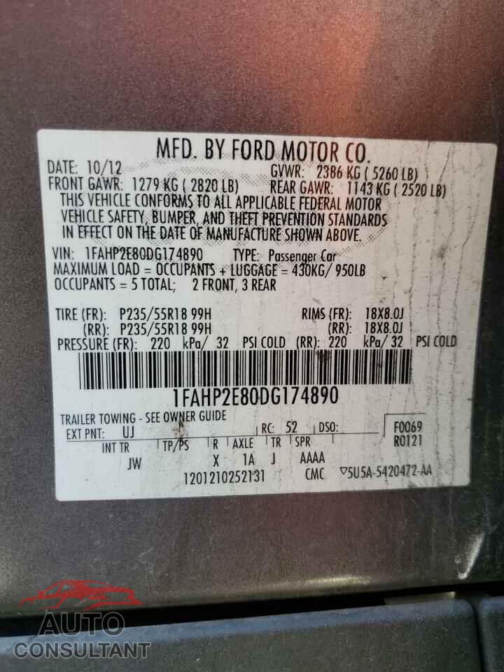 FORD TAURUS 2013 - 1FAHP2E80DG174890