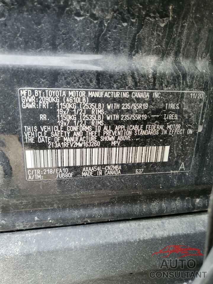 TOYOTA RAV4 2021 - 2T3A1RFV2MW163260