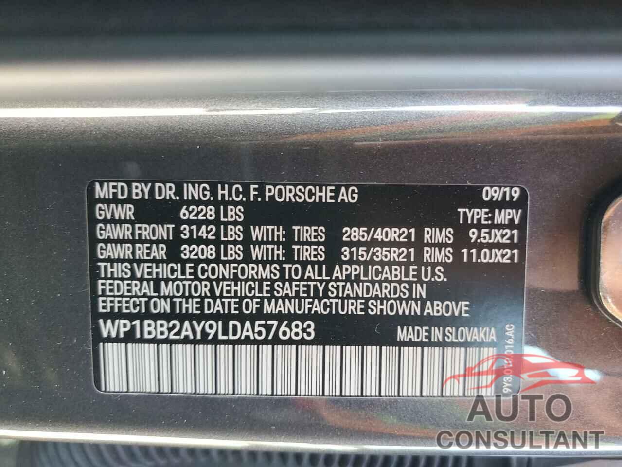 PORSCHE CAYENNE 2020 - WP1BB2AY9LDA57683