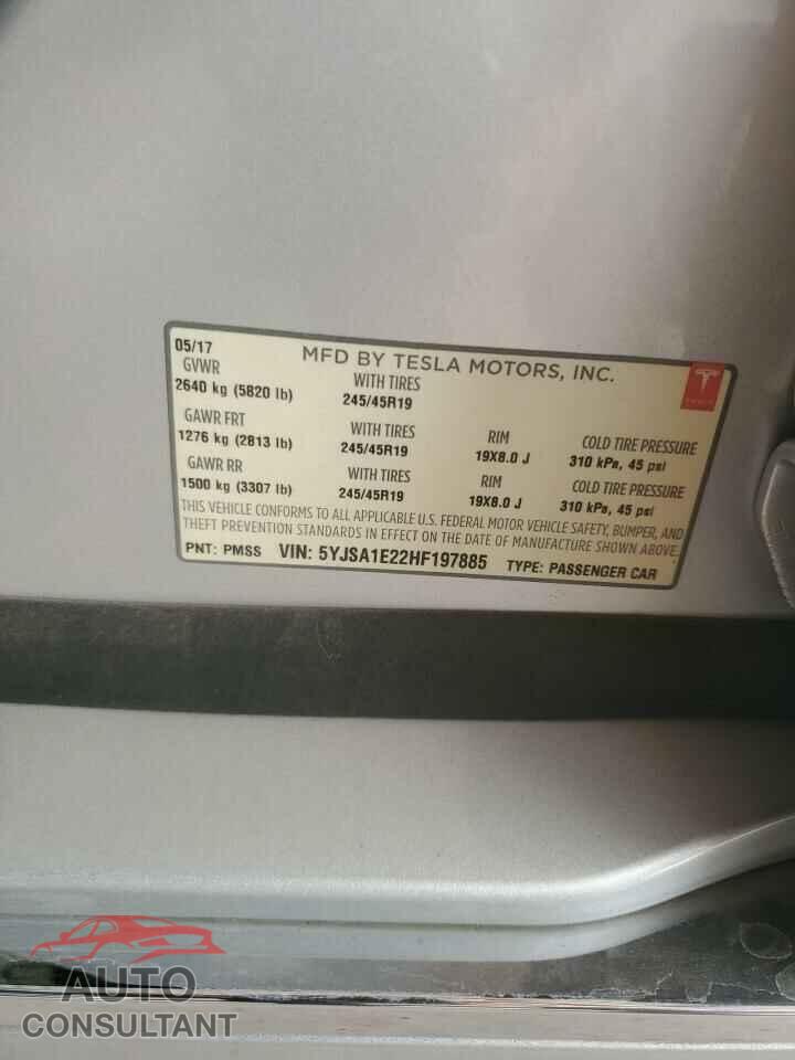 TESLA MODEL S 2017 - 5YJSA1E22HF197885