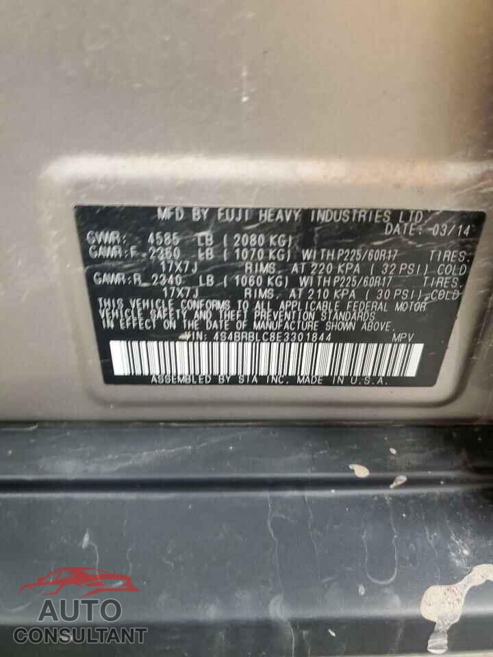 SUBARU OUTBACK 2014 - 4S4BRBLC8E3301844