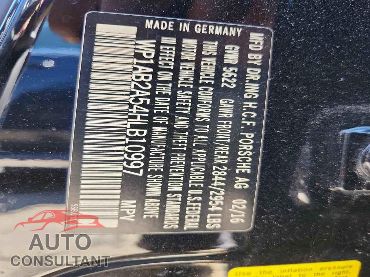 PORSCHE MACAN 2017 - WP1AB2A54HLB10997