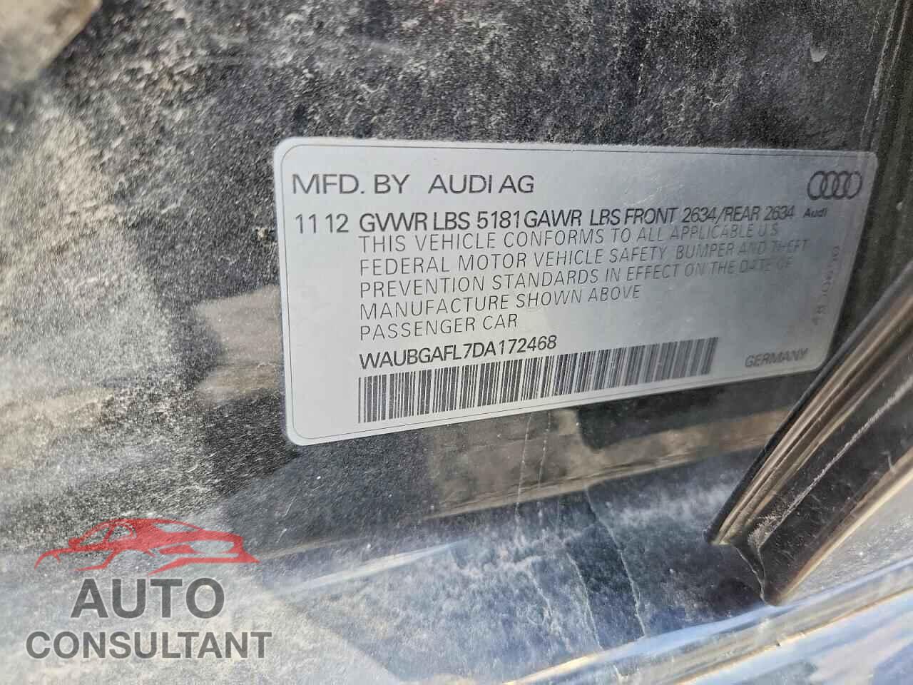 AUDI S4/RS4 2013 - WAUBGAFL7DA172468
