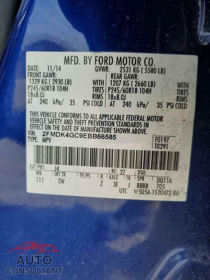 FORD EDGE 2014 - 2FMDK4GC9EBB66585