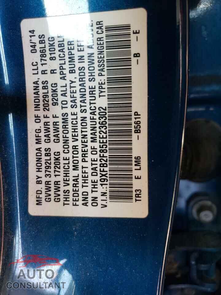 HONDA CIVIC 2014 - 19XFB2F85EE236302