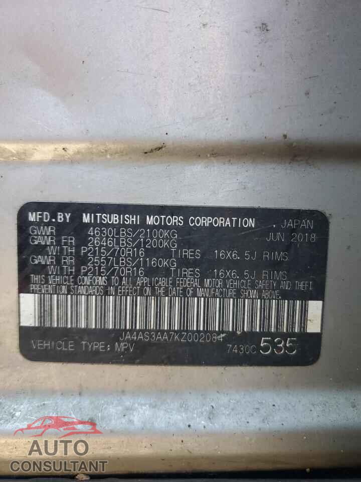 MITSUBISHI ECLIPSE 2019 - JA4AS3AA7KZ002084