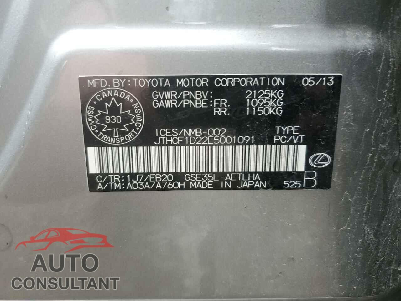 LEXUS IS 2014 - JTHCF1D22E5001091