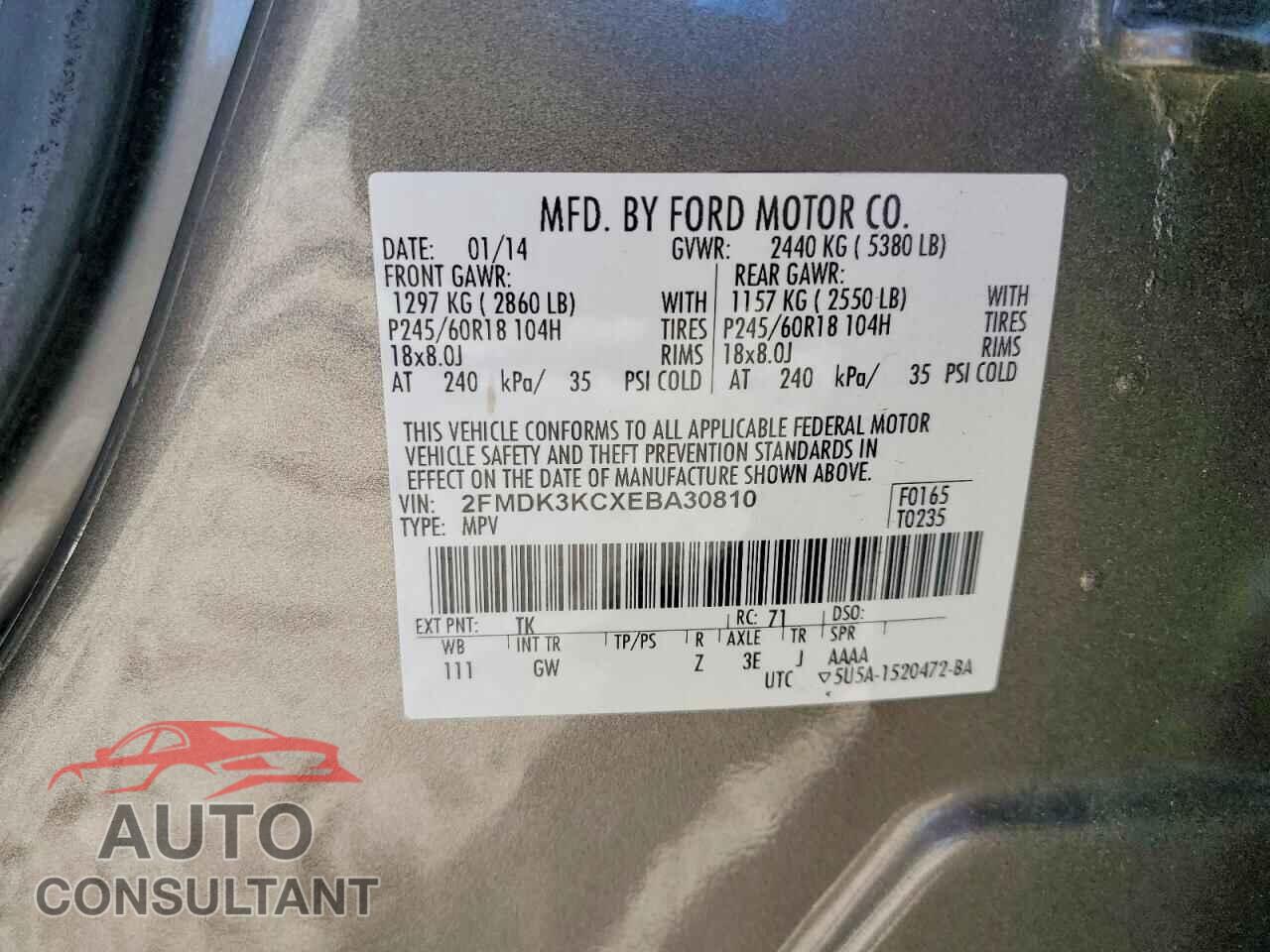 FORD EDGE 2014 - 2FMDK3KCXEBA30810