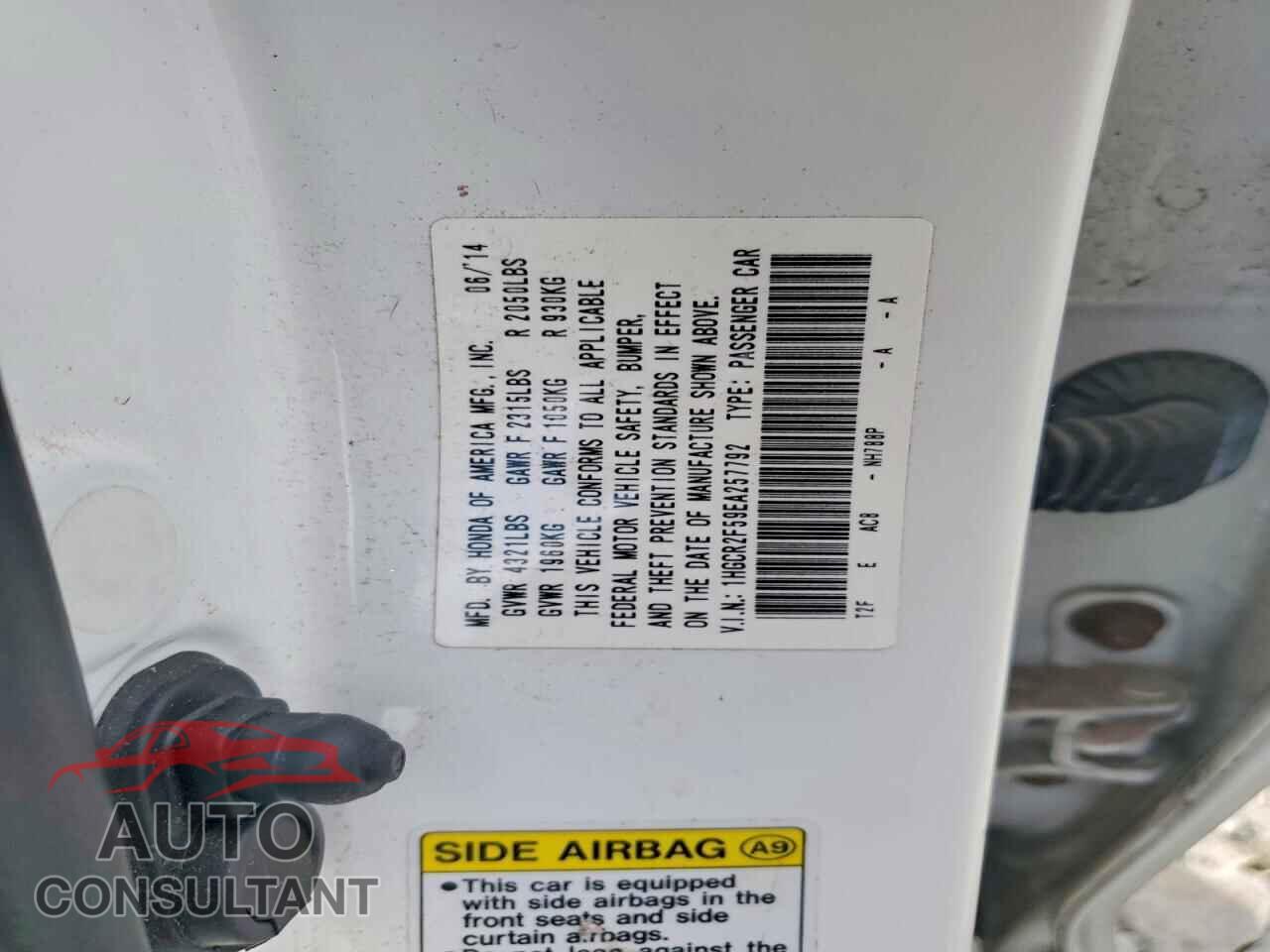 HONDA ACCORD 2014 - 1HGCR2F59EA257792