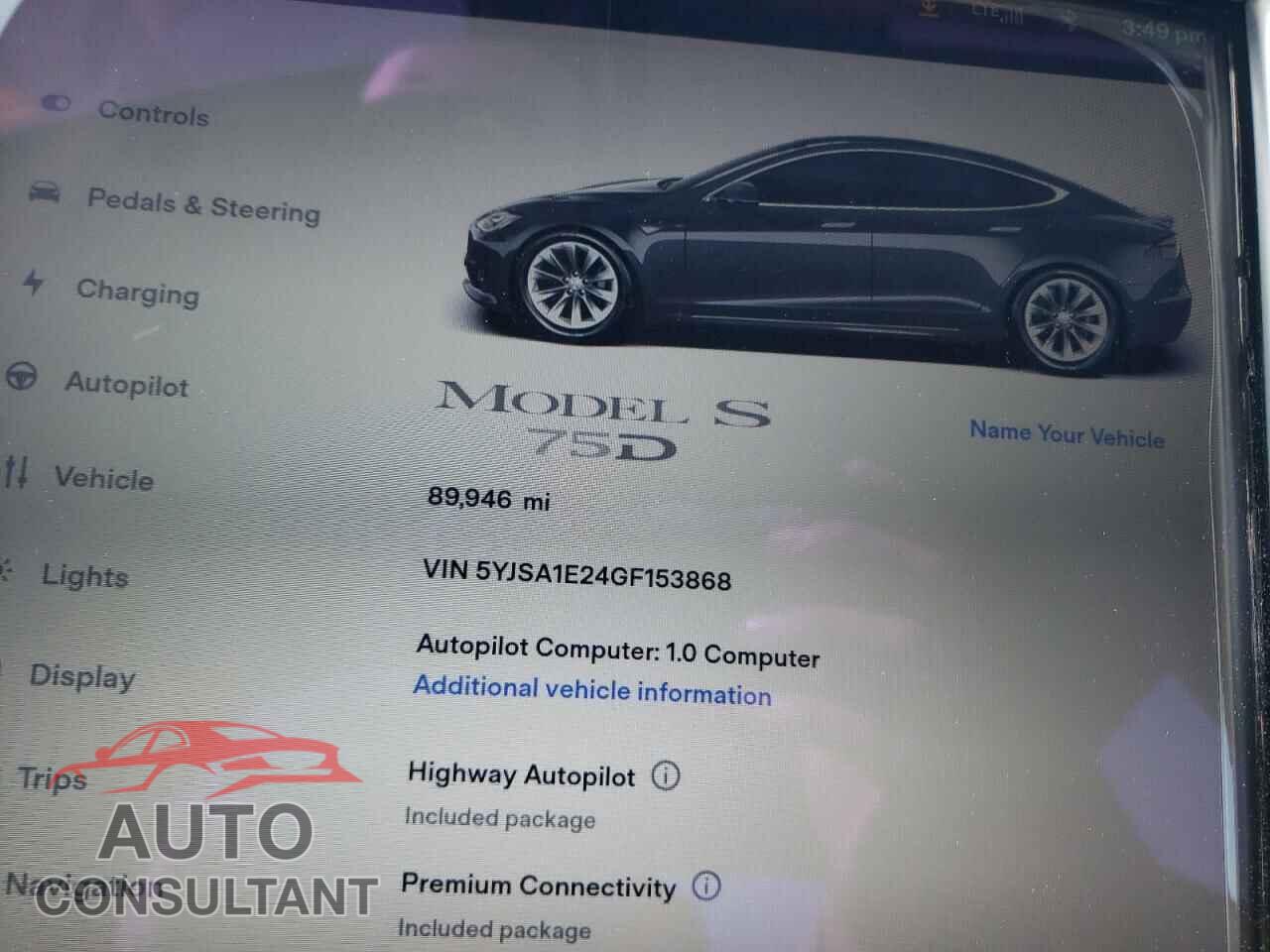 TESLA MODEL S 2016 - 5YJSA1E24GF153868