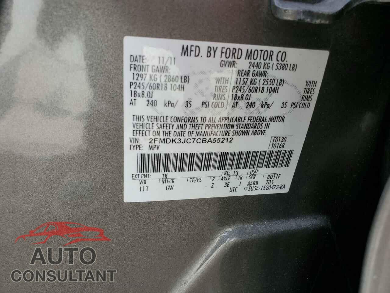 FORD EDGE 2012 - 2FMDK3JC7CBA55212