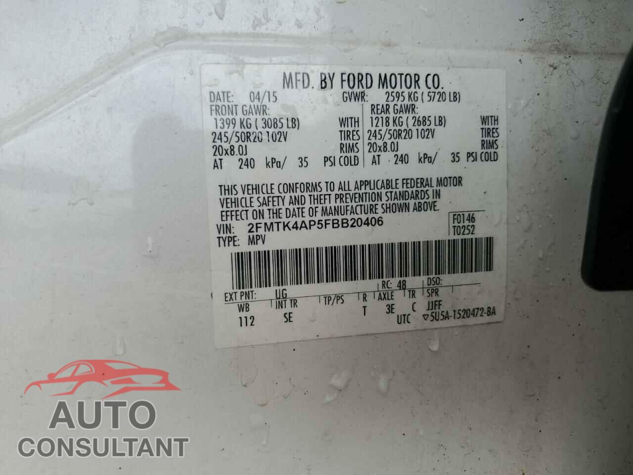 FORD EDGE 2015 - 2FMTK4AP5FBB20406