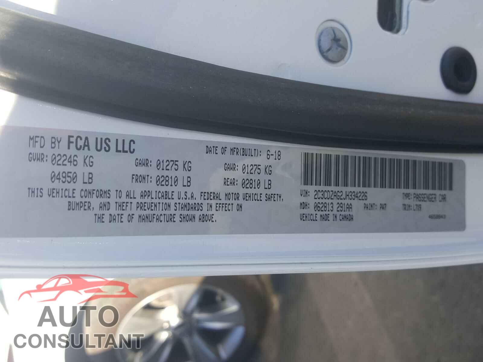 DODGE CHALLENGER 2018 - 2C3CDZAG2JH334226