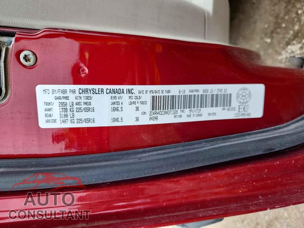 DODGE CARAVAN 2010 - 2D4RN4DE3AR371329