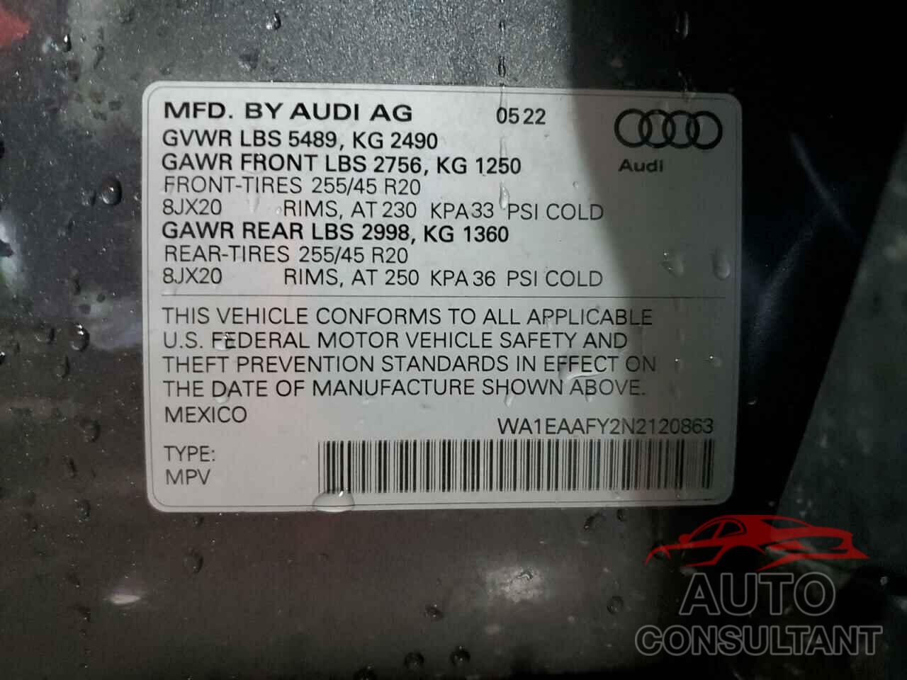 AUDI Q5 2022 - WA1EAAFY2N2120863