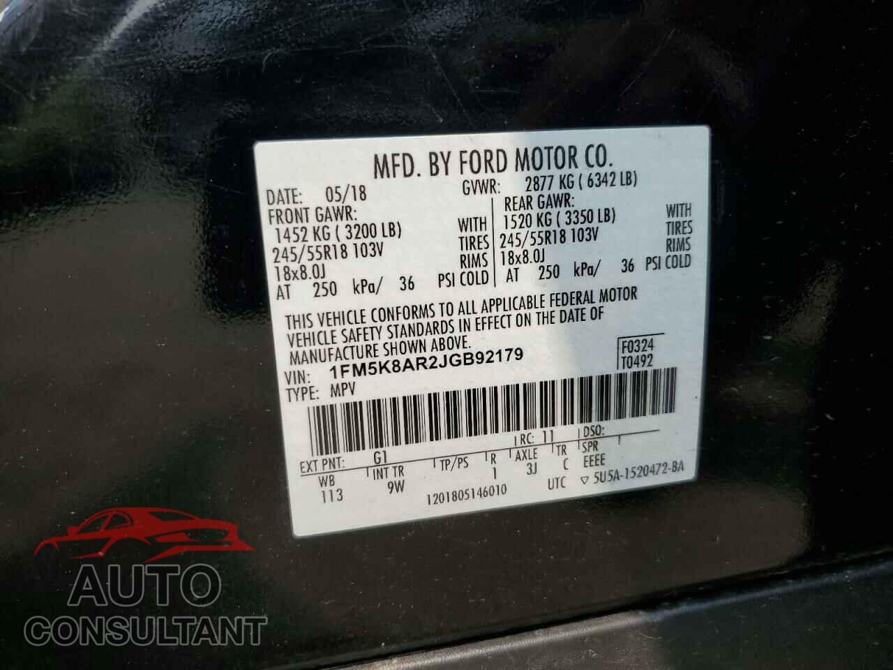 FORD EXPLORER 2018 - 1FM5K8AR2JGB92179