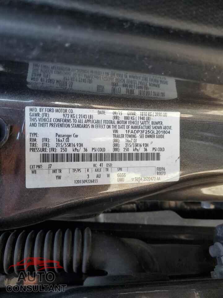 FORD FOCUS 2016 - 1FADP3F25GL201804