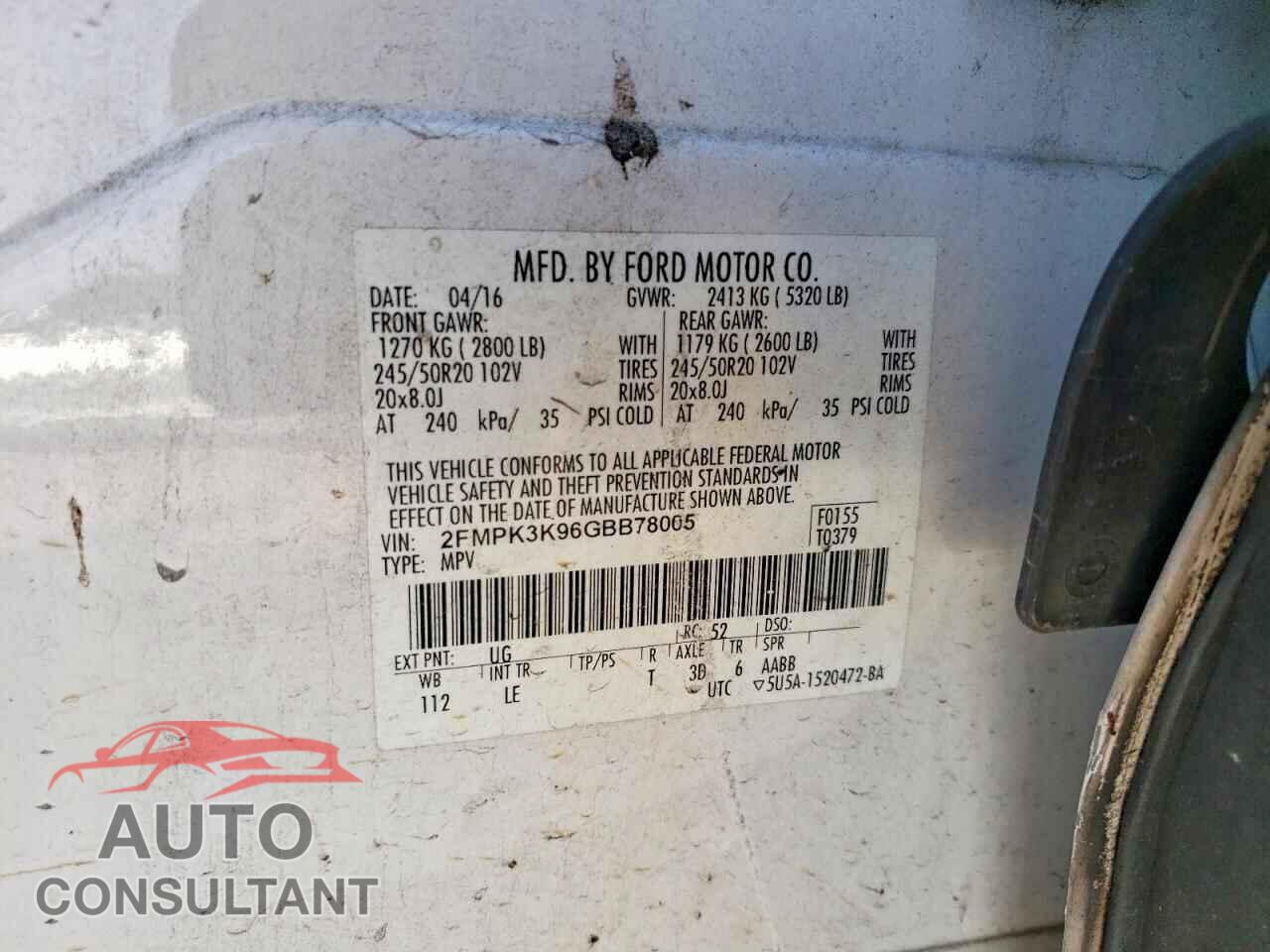 FORD EDGE 2016 - 2FMPK3K96GBB78005