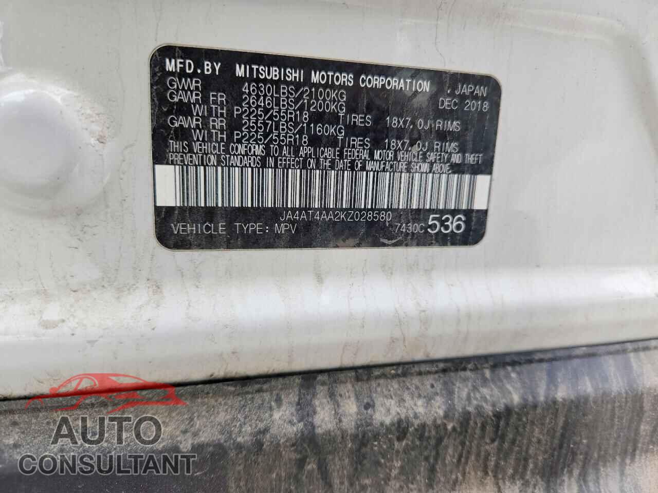 MITSUBISHI ECLIPSE 2019 - JA4AT4AA2KZ028580