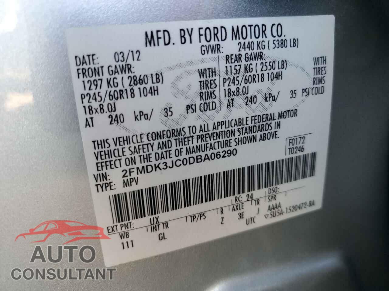FORD EDGE 2013 - 2FMDK3JC0DBA06290