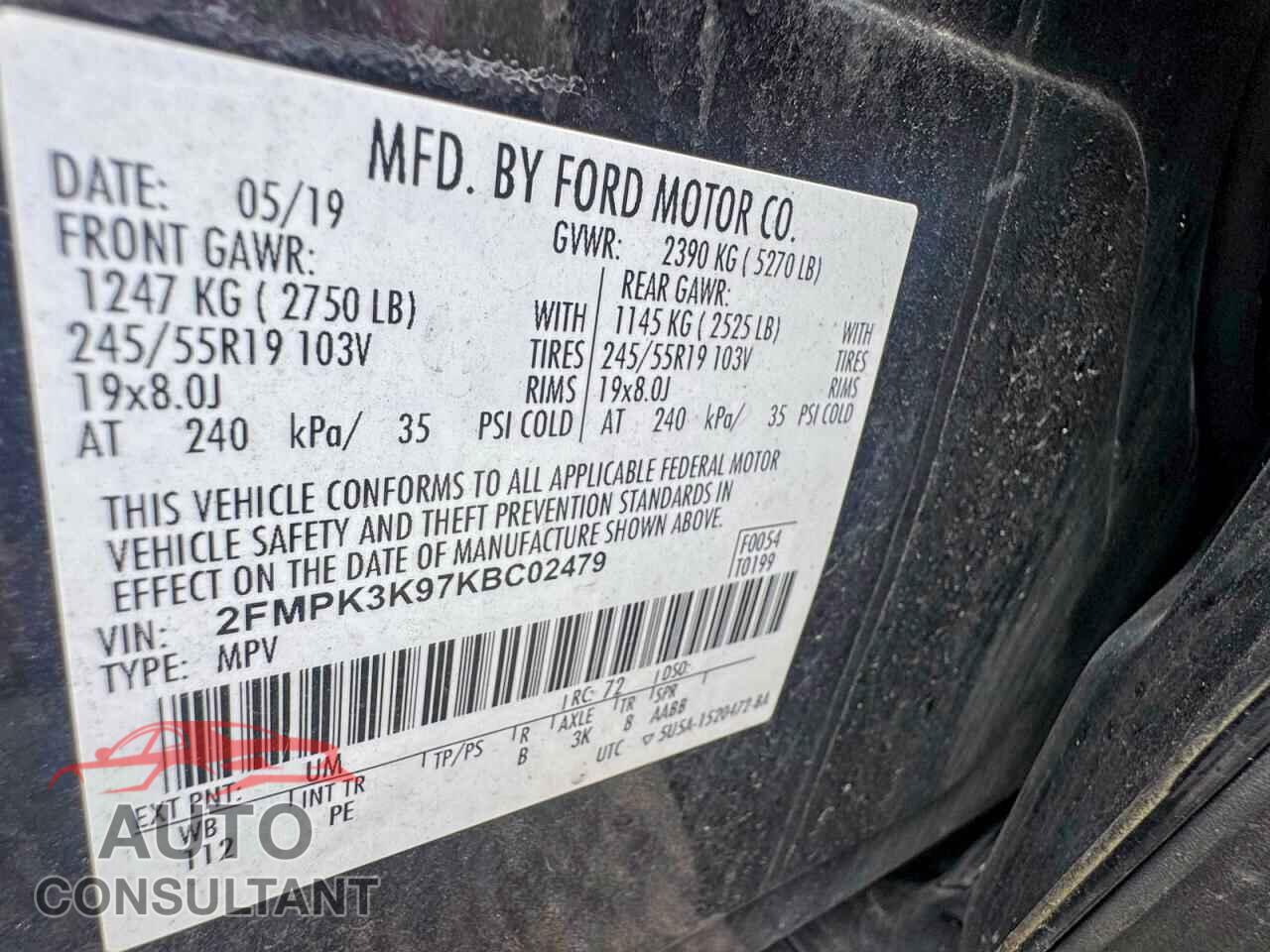FORD EDGE 2019 - 2FMPK3K97KBC02479