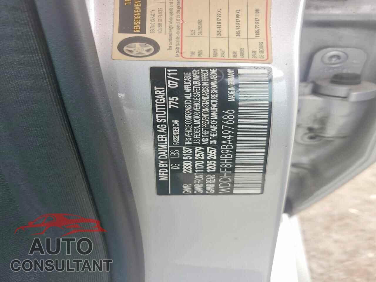MERCEDES-BENZ E-CLASS 2011 - WDDHF8HB9BA497686