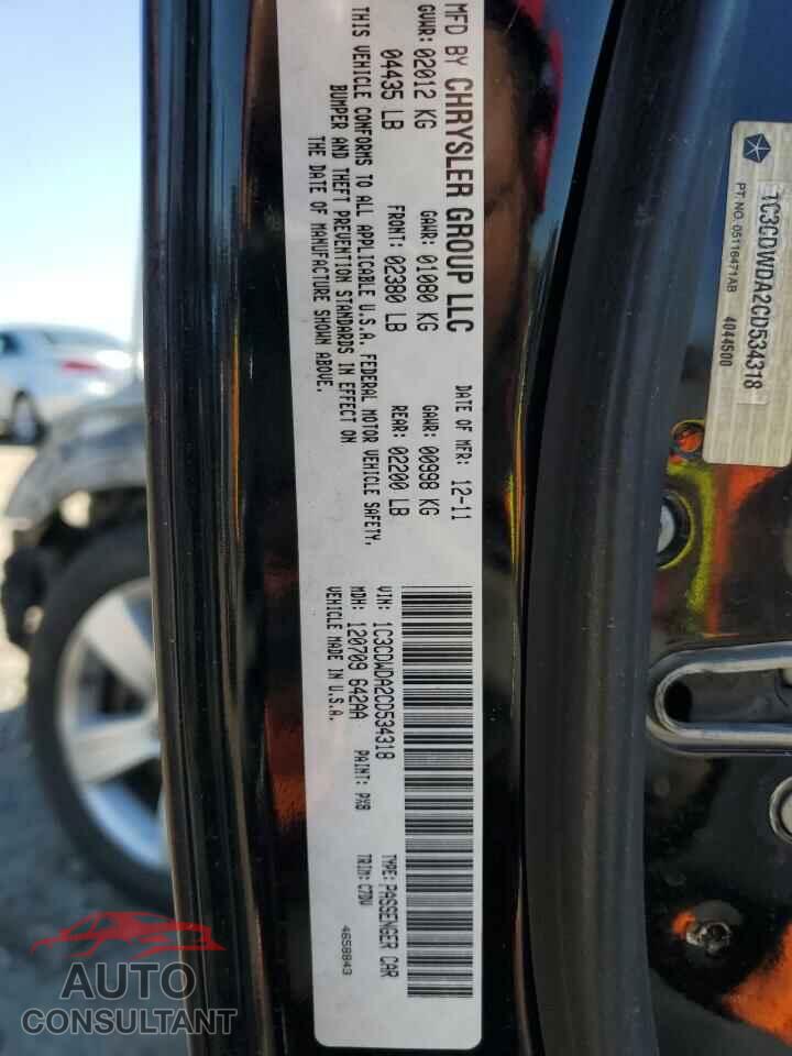 DODGE CALIBER 2012 - 1C3CDWDA2CD534318