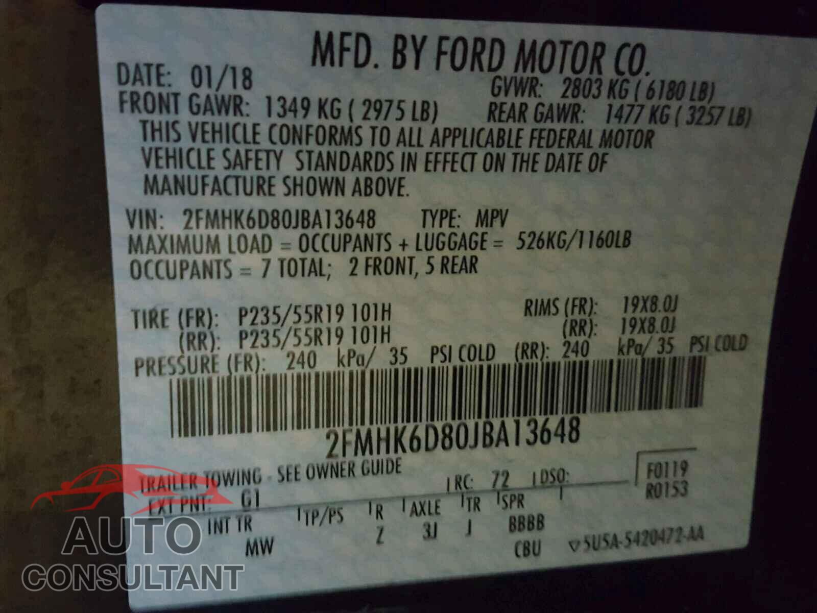 FORD FLEX LIMIT 2018 - 2FMHK6D80JBA13648