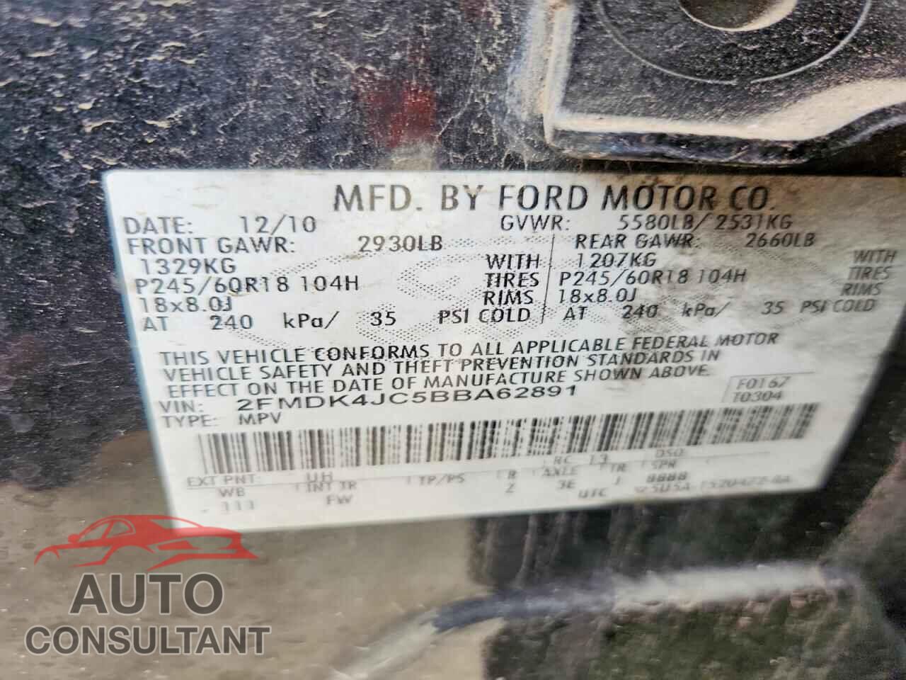 FORD EDGE 2011 - 2FMDK4JC5BBA62891