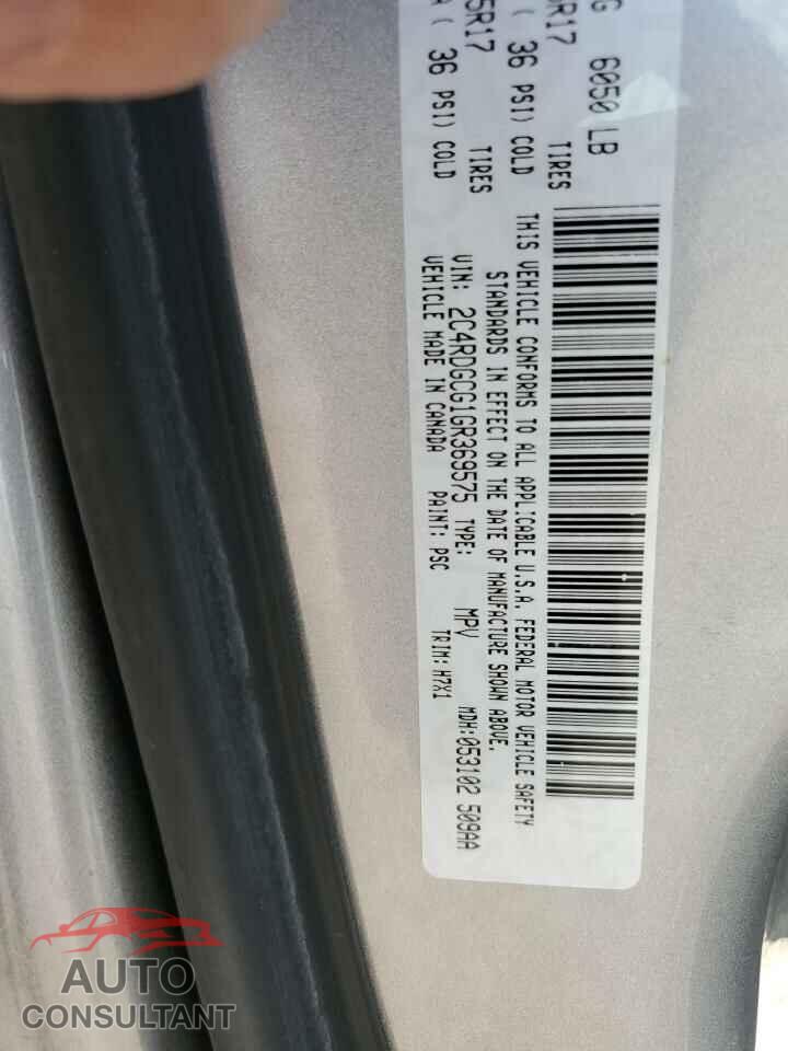 DODGE CARAVAN 2016 - 2C4RDGCG1GR369575