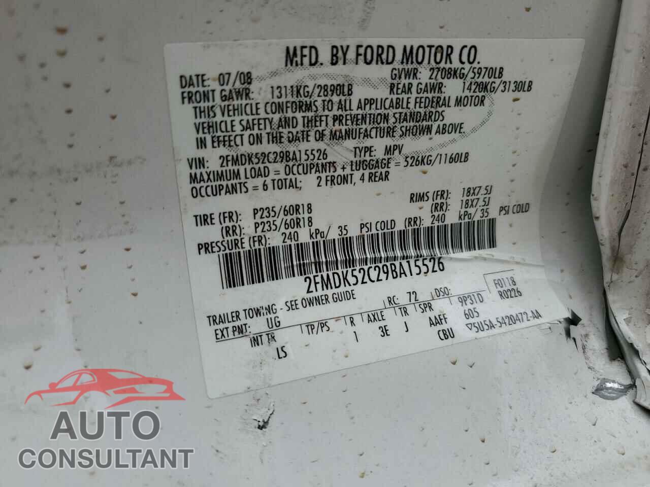 FORD FLEX 2009 - 2FMDK52C29BA15526