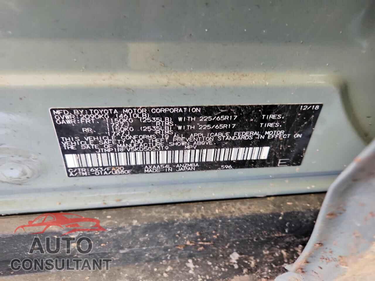 TOYOTA RAV4 2019 - JTMP1RFV5KD505319