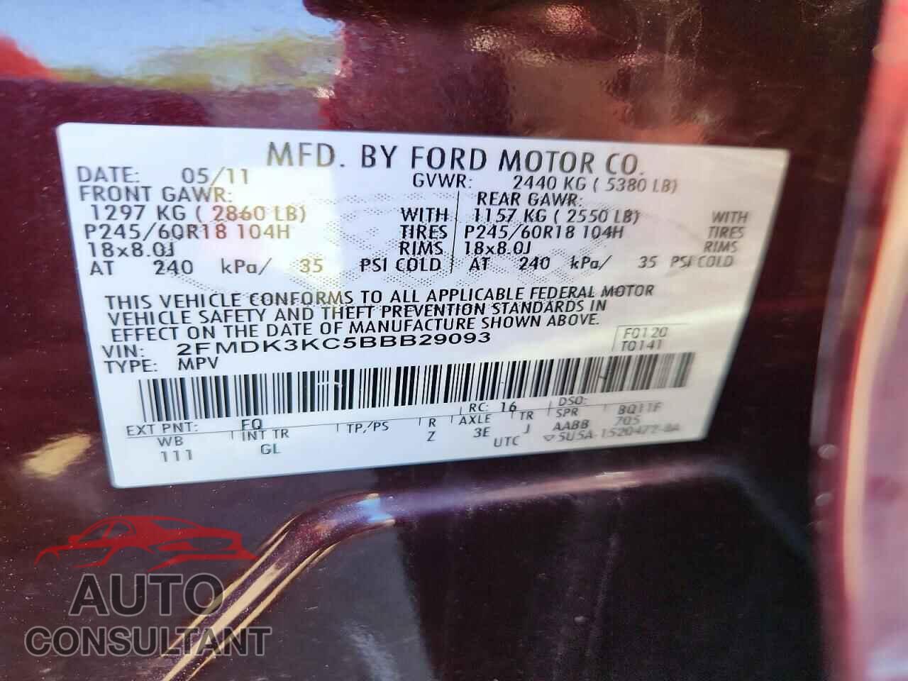 FORD EDGE 2011 - 2FMDK3KC5BBB29093