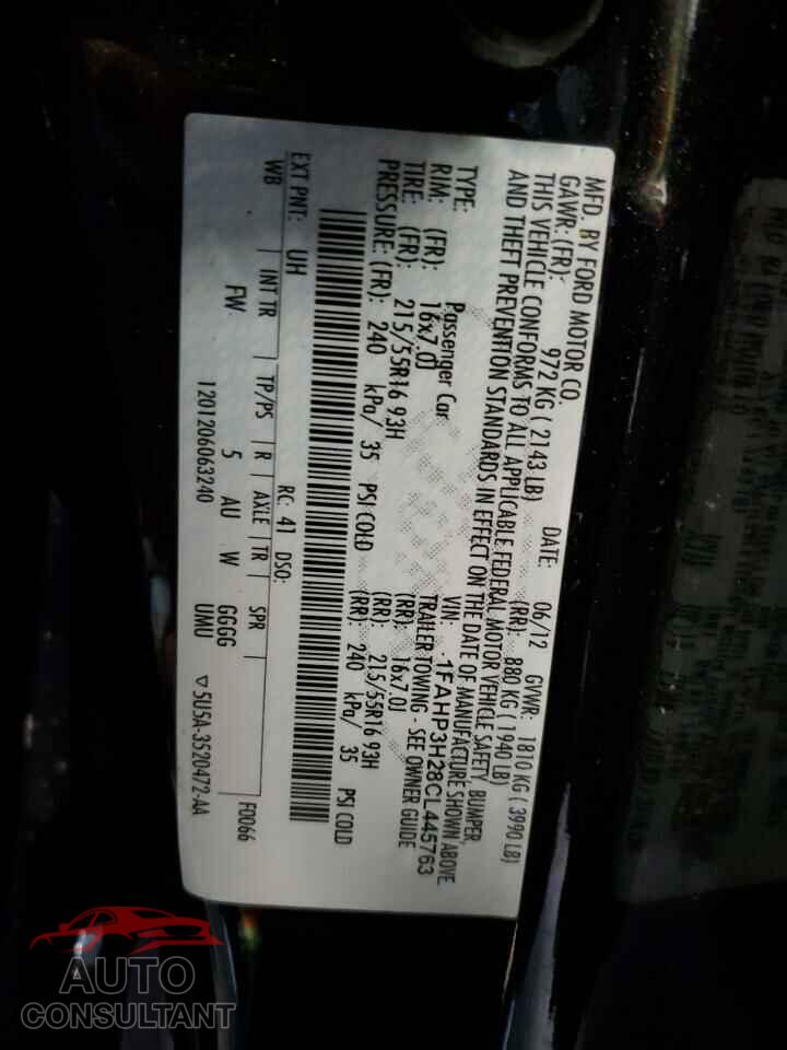 FORD FOCUS 2012 - 1FAHP3H28CL445763
